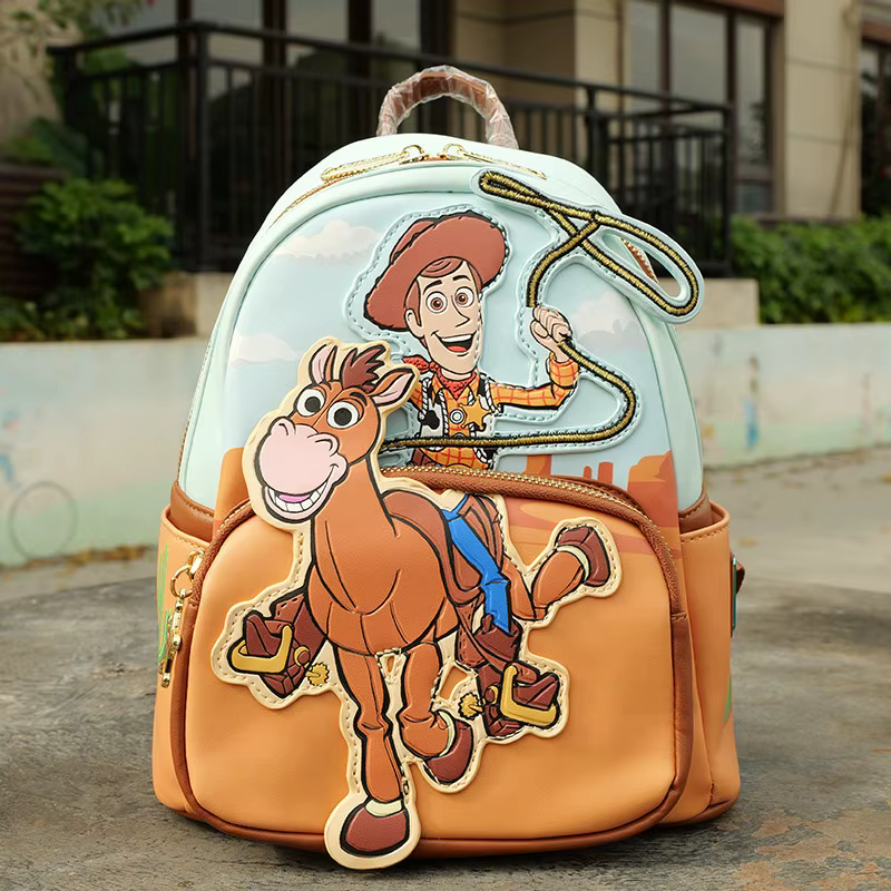 Sac à dos Woody de Toy Story, personnage d'anime, sac à dos de dessin animé Woody à chevaucher, cade
