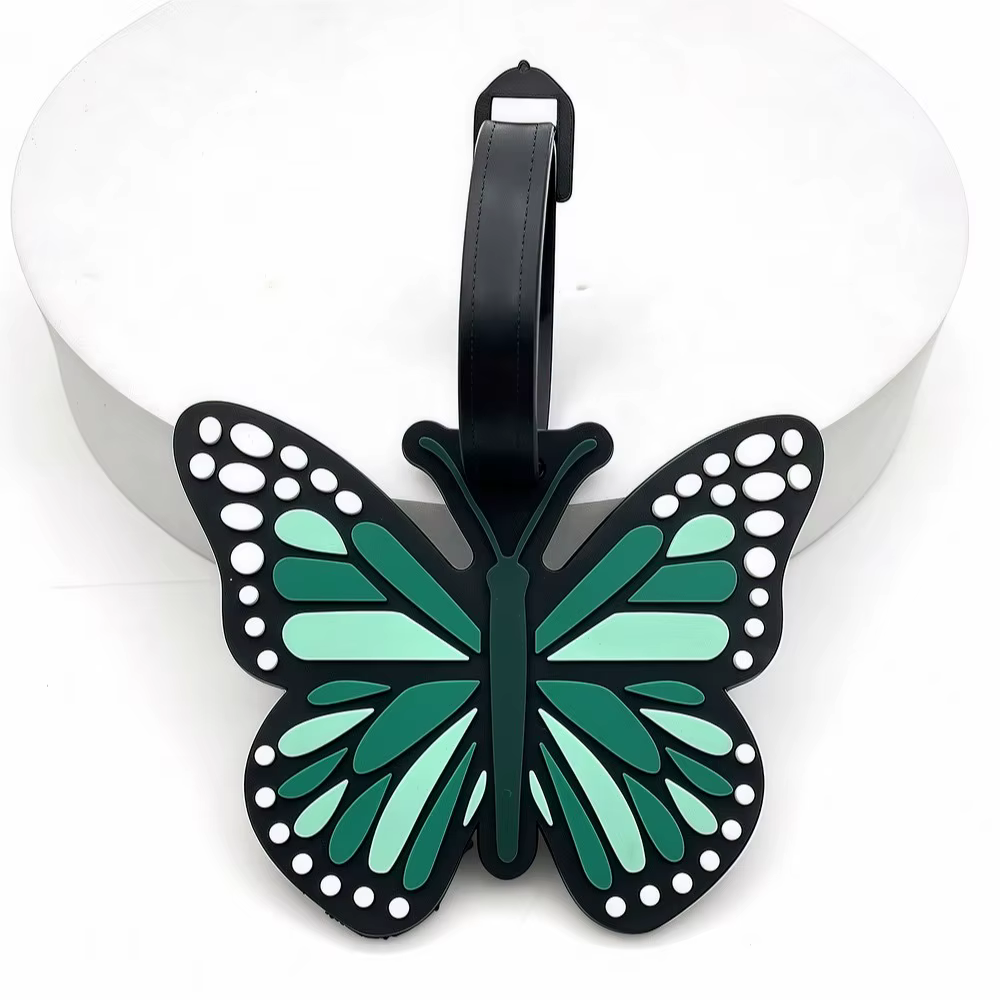 Étiquette de bagage en forme de papillon avec sangle, bagage durable, adaptée aux voyages, facile à 