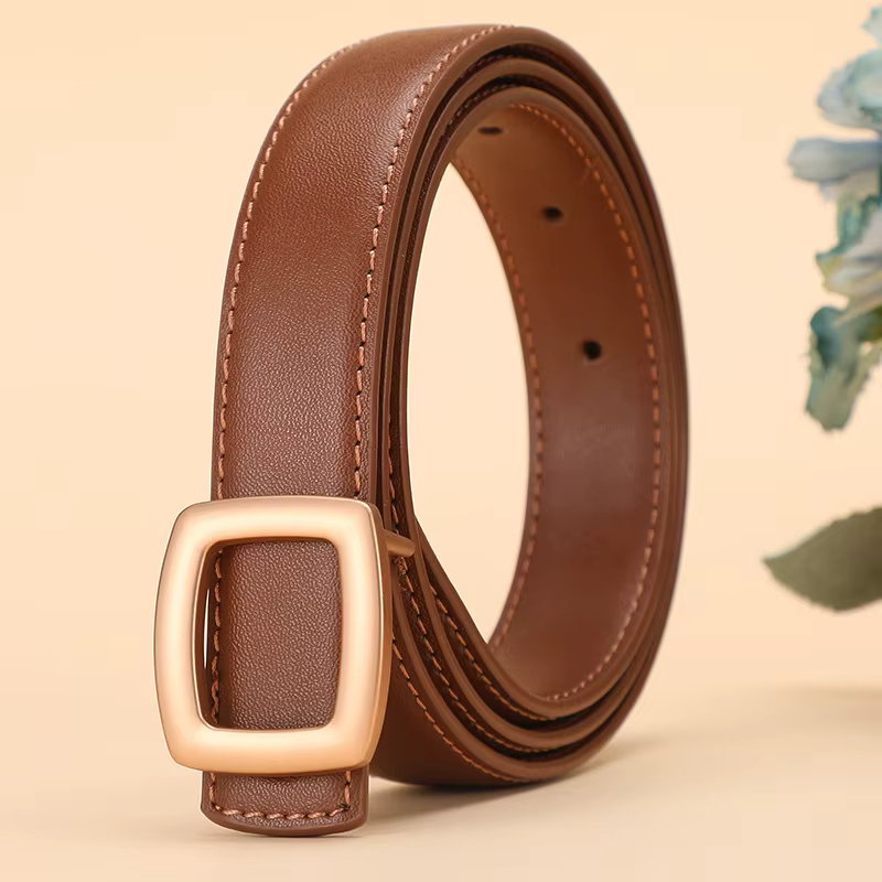Ceinture pour femme haut de gamme, polyvalente, décorative, simple, en alliage mat, en cuir de vache