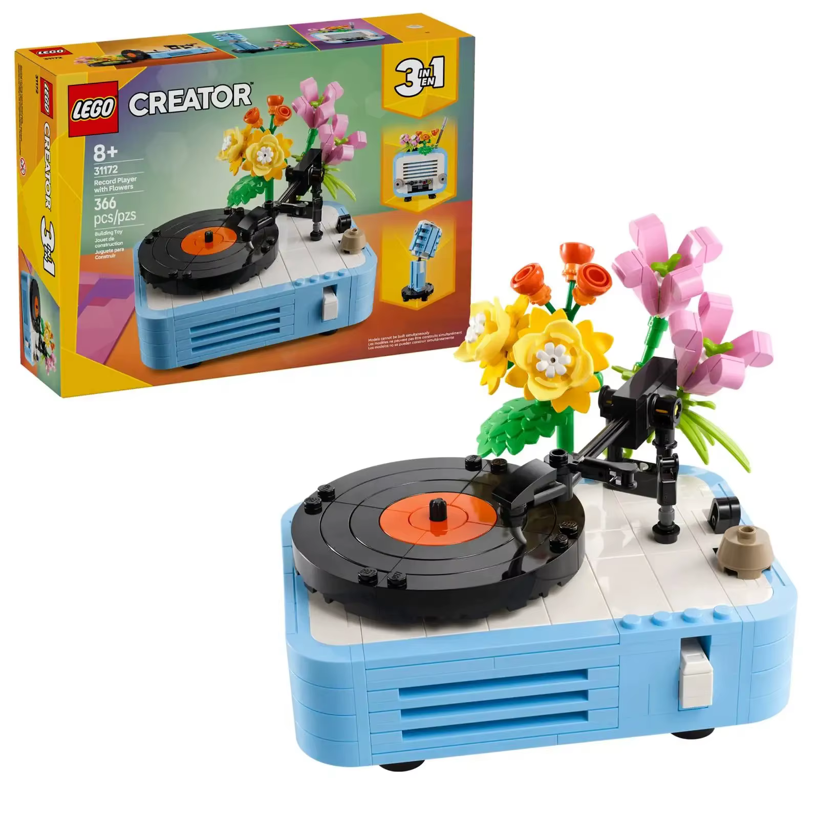 LEGO ®   Creator – tourne-disque 3 en 1 avec fleurs, ensemble de jeu pour filles et garçons âgés de 