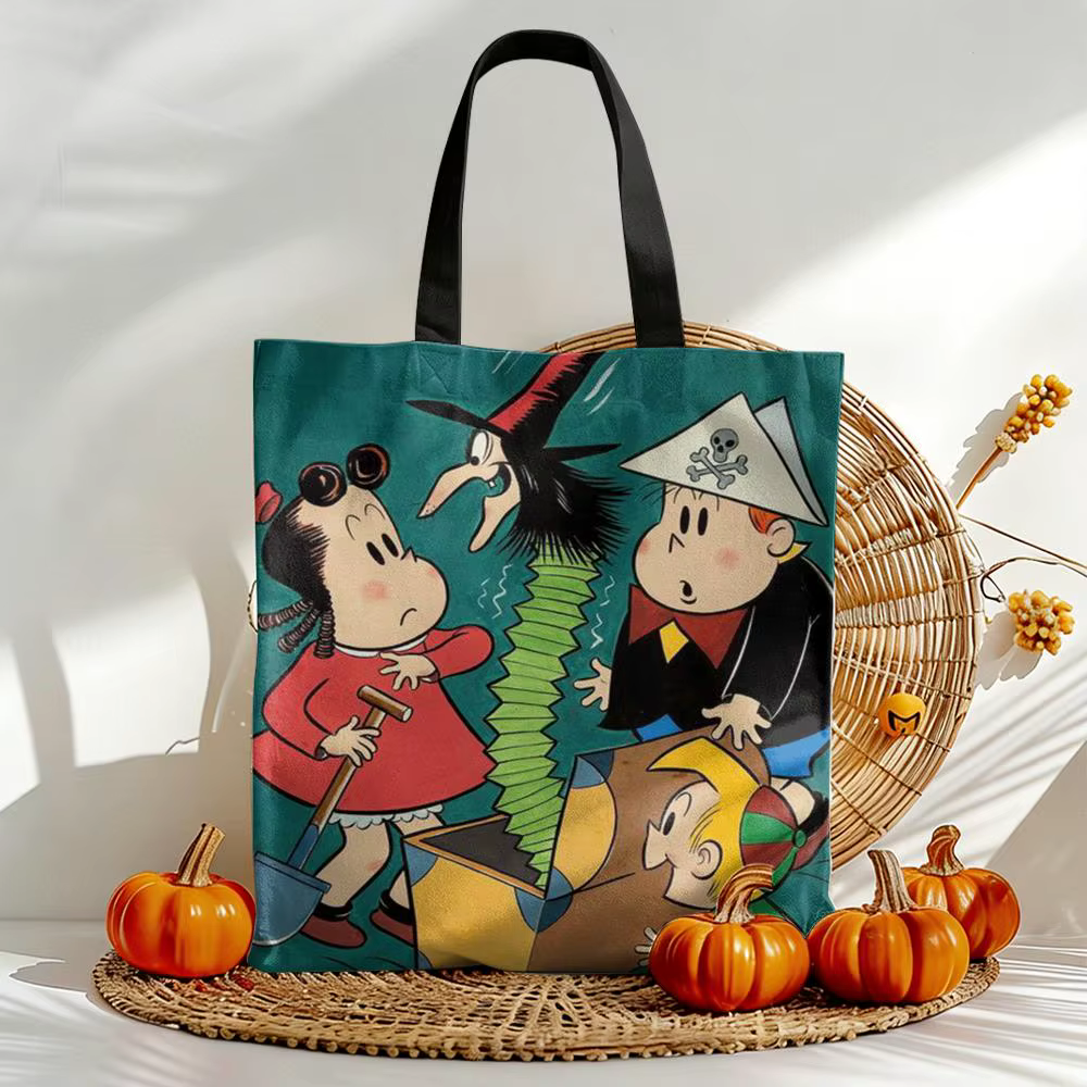 Sacs de rangement The Little Lulu, sac à main en toile imprimé double face, sac fourre-tout réutilis