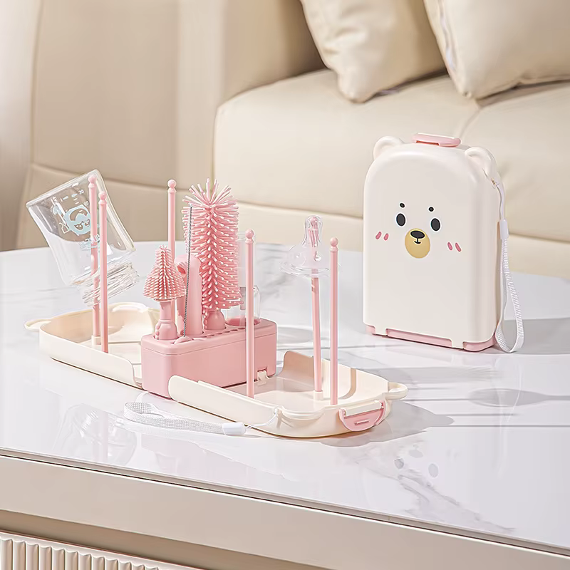 Ensemble de brosses de nettoyage en silicone pour biberons de voyage, boîte de rangement pour access