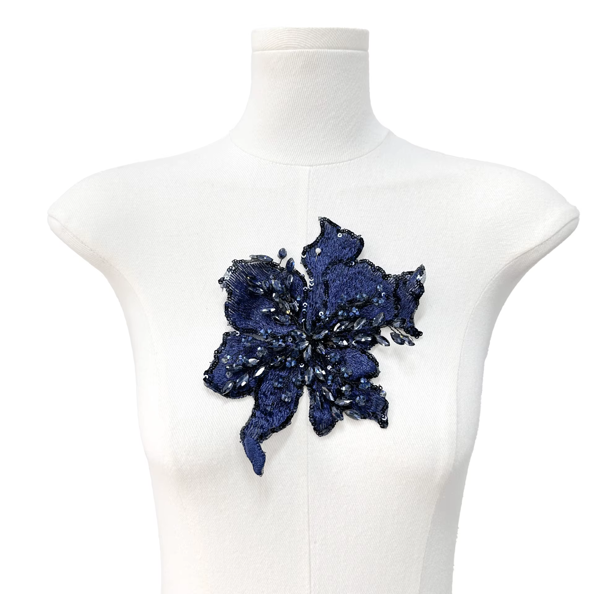 Accessoires pour vêtements avec appliques de fleurs en tissu perlé et paillettes, bricolage