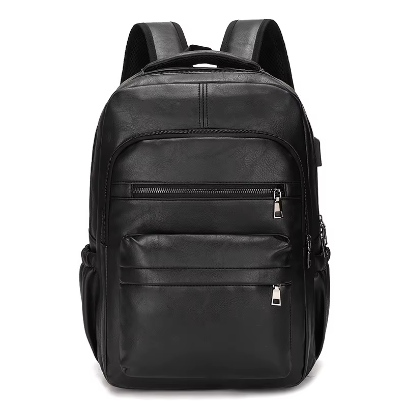 Sac à dos de chargement USB en cuir PU pour hommes, grands sacs à dos pour ordinateur portable, cart