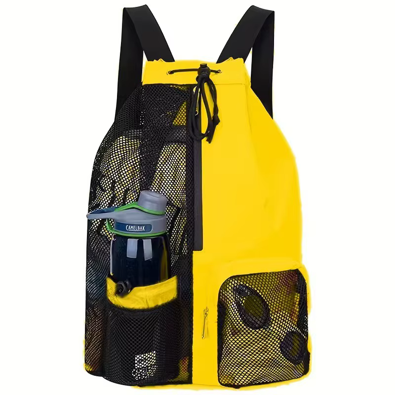 Sac de natation en maille avec cordon de serrage, sac à dos de plage, sac à dos multifonctionnel pou