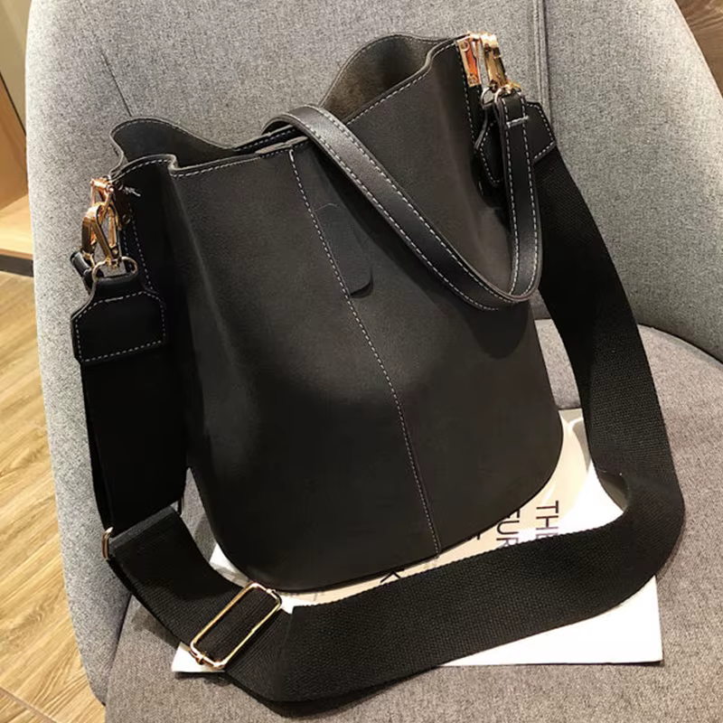 Sac à main de voyage vintage en cuir nubuck PU façon daim, sac à bandoulière noir grande capacité ré