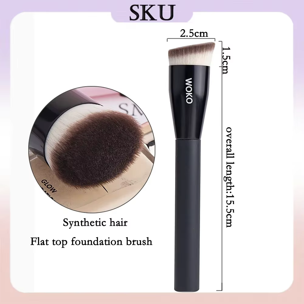 Pinceaux de maquillage pour fond de teint à dessus plat, cheveux synthétiques à angle plat, fond de 