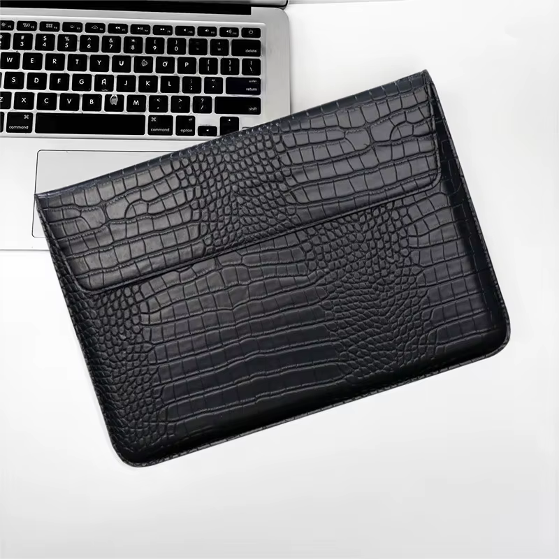 Sacs pour ordinateur portable en cuir de Crocodile PU avec nom personnalisé pour Macbook pro 13, étu