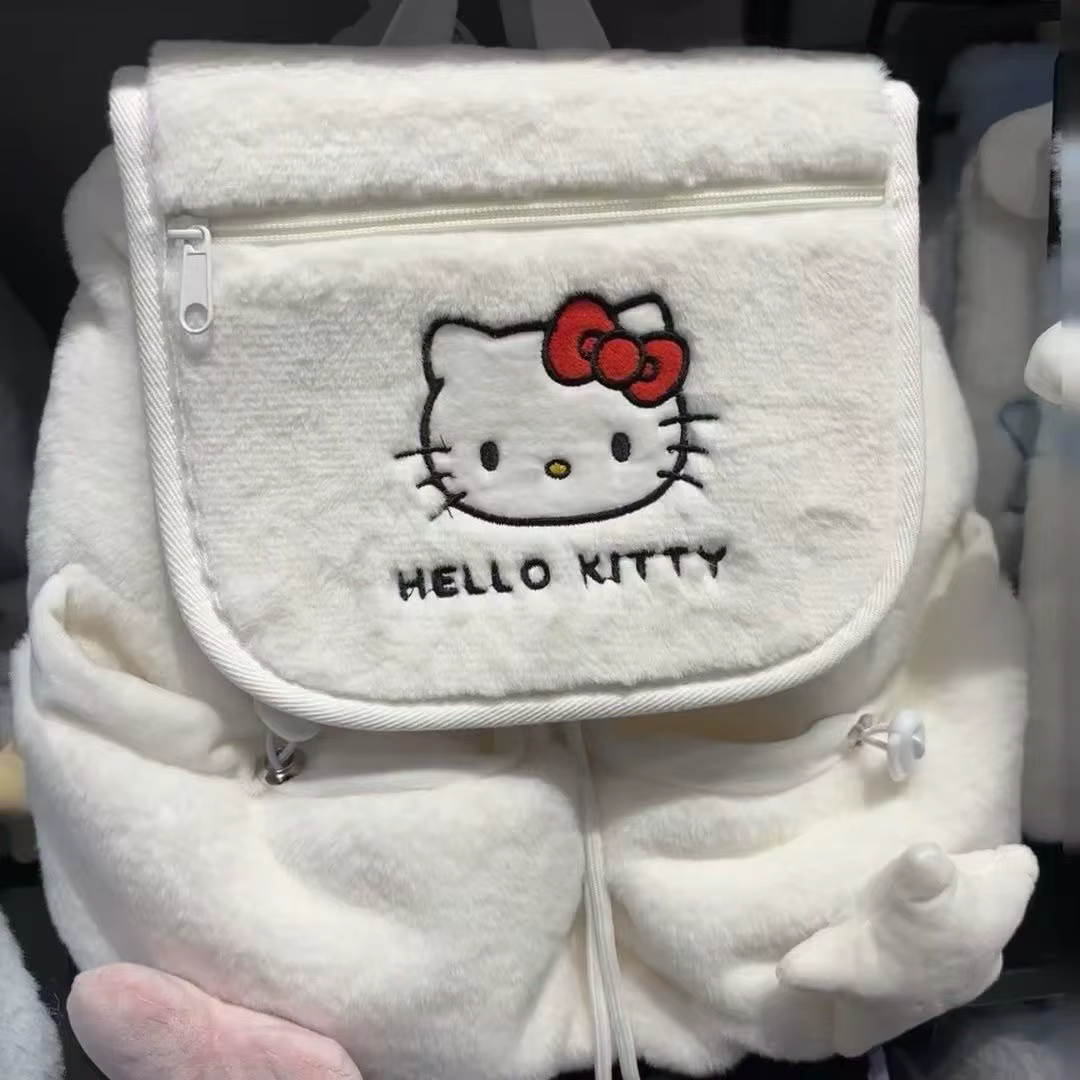 Animation Sanrio Hello Kitty cannelle dessin animé grande capacité en peluche sac à dos Kawaii Porta