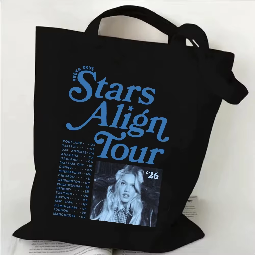 Freya Skye Stars Align Tour 2026 Sac fourre-tout en toile, sac de shopping, sac à main décontracté d