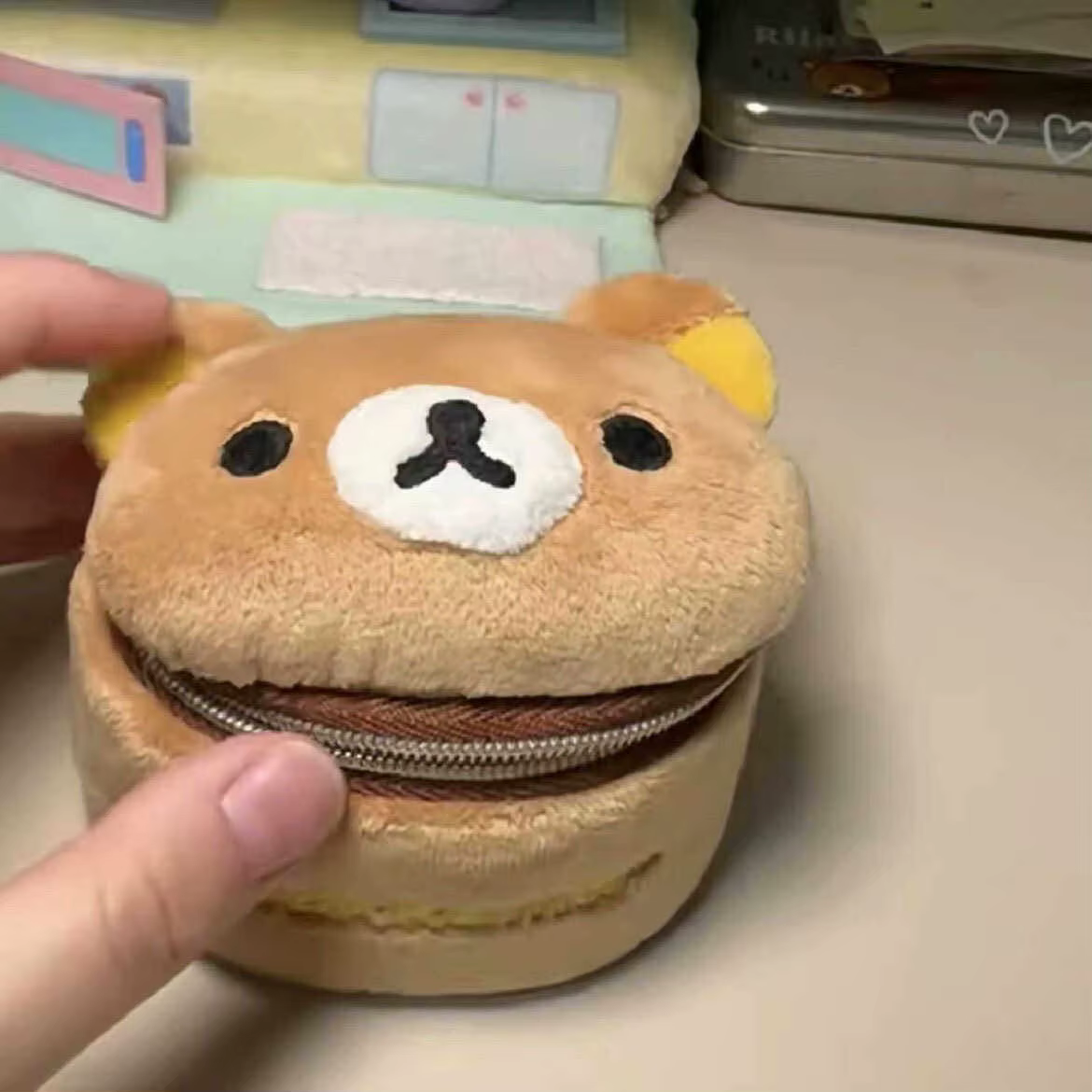 Sac à Bijoux Rilakkuma Mignon de Dessin Animé, Porte-Monnaie Créatif Ours Anime, Petite Pochette de 