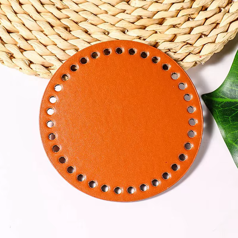 Nouveau fond de sac tricoté en cuir PU à fond rond, fait main, avec trous, accessoires pour fond de