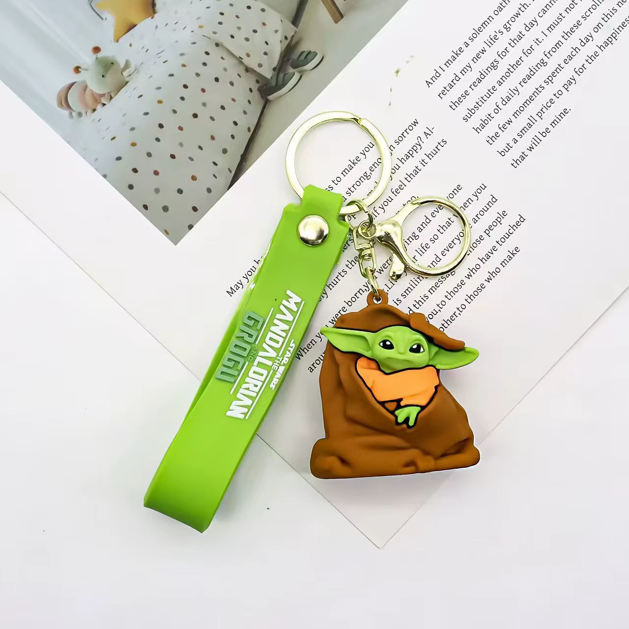 Porte-clés en silicone Star Wars Yoda Grogu, accessoire pendentif personnage The Mandalorian