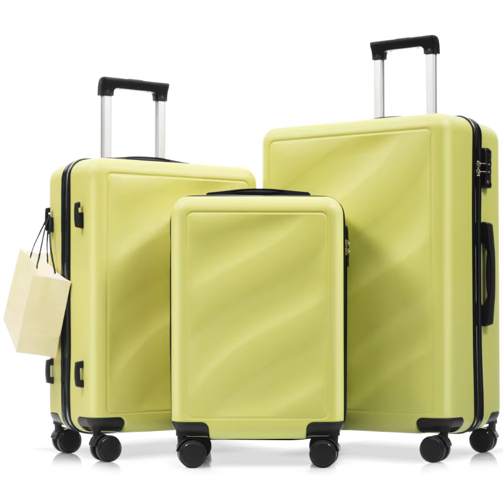 Ensemble de bagages rigides légers en ABS 3 pièces avec roulettes pivotantes, serrure TSA, valise ca