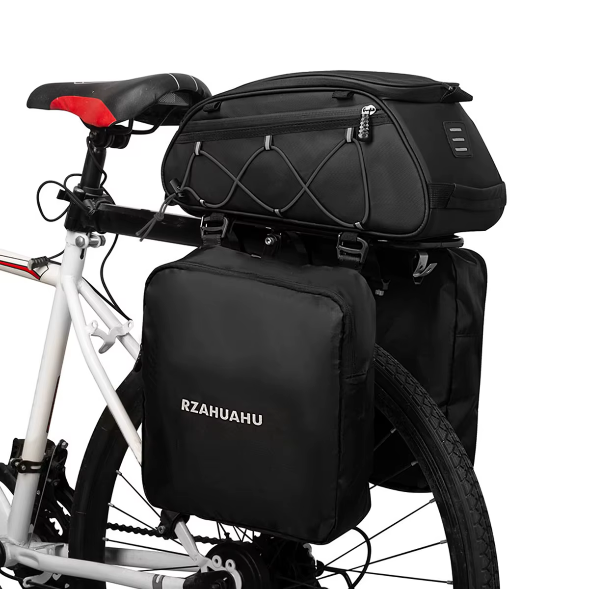 Sac de porte-vélo 3 en 1, sac de coffre étanche, sac de siège arrière de vélo, sac isotherme avec 2 