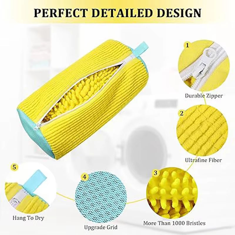 Sac à linge en fibres douces pour chaussures, 360 °   Nettoyage complet, réutilisable, durable, lava