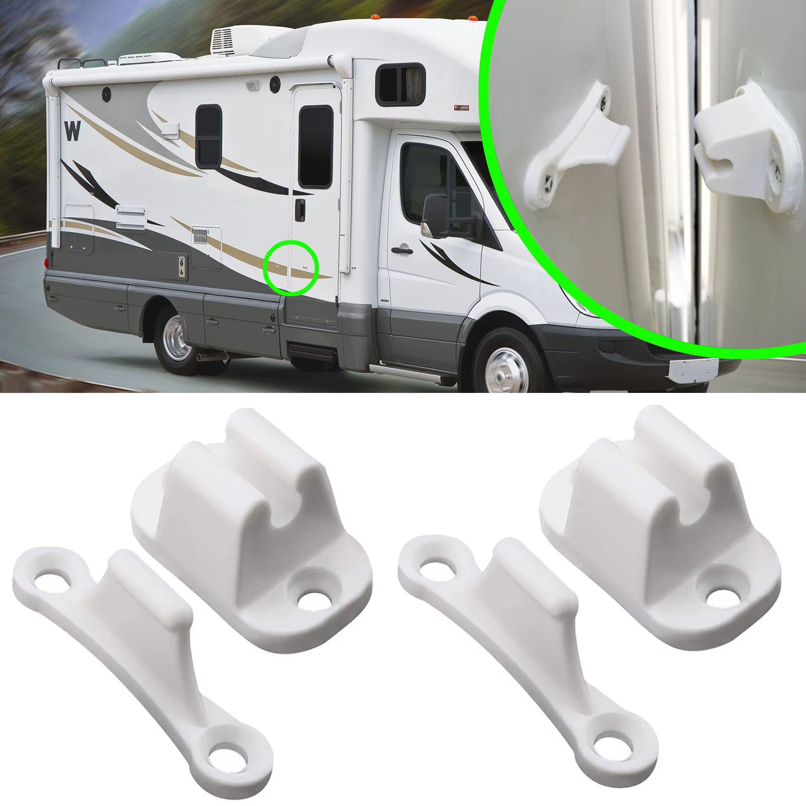 Loquet de porte principale en plastique blanc pour caravane ou camping-car, accessoires de camping-c
