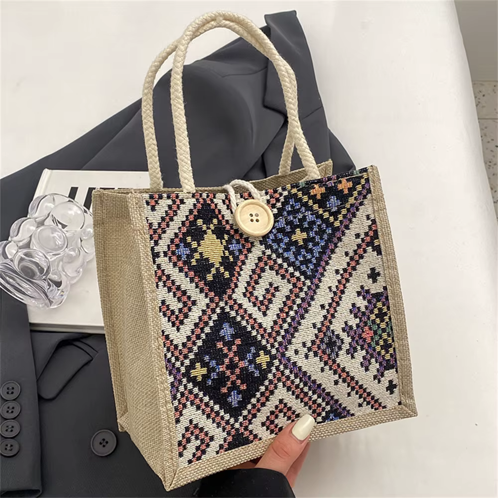 Fourre-tout de Shopping grande capacité fourre-tout à déjeuner sac à main en lin sac pour femme pour