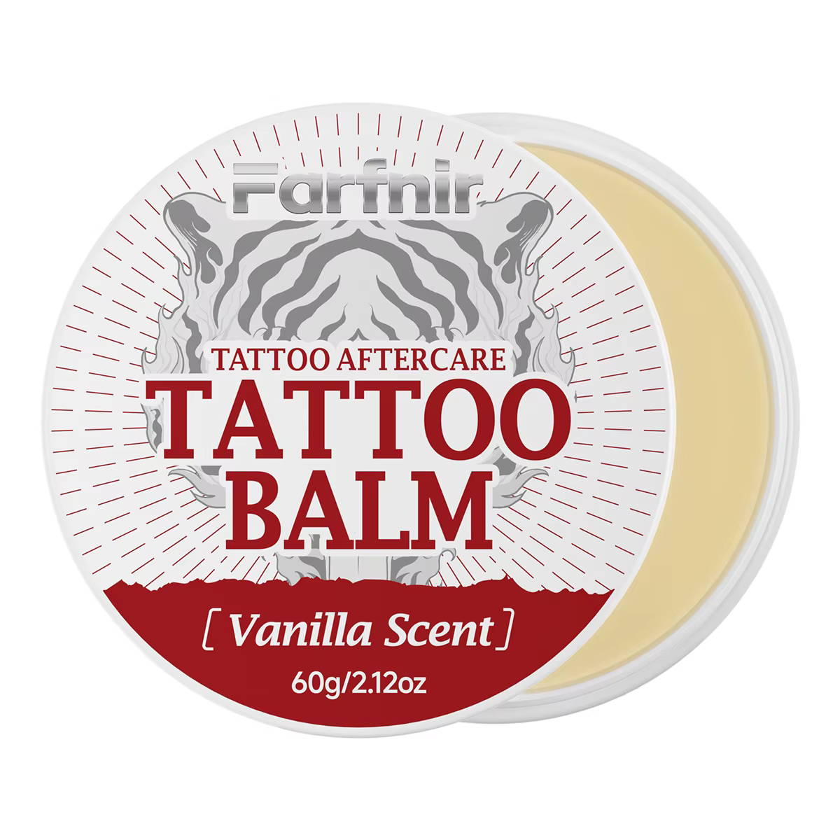 Beurre pour tatouages au parfum vanille, éclaircit les tatouages, hydrate et nourrit la peau.