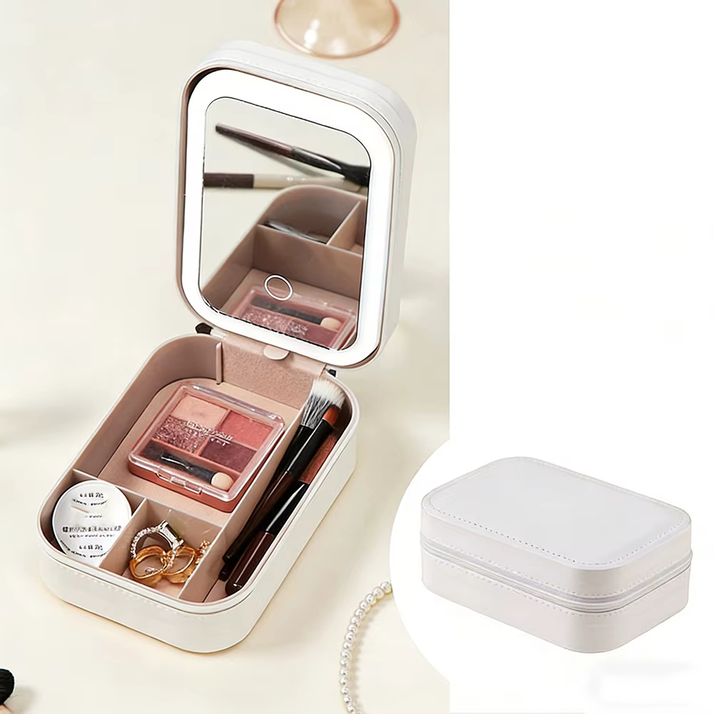 Trousse de toilette Airfriend, trousse à maquillage avec miroir lumineux, organiseur de cosmétiques,