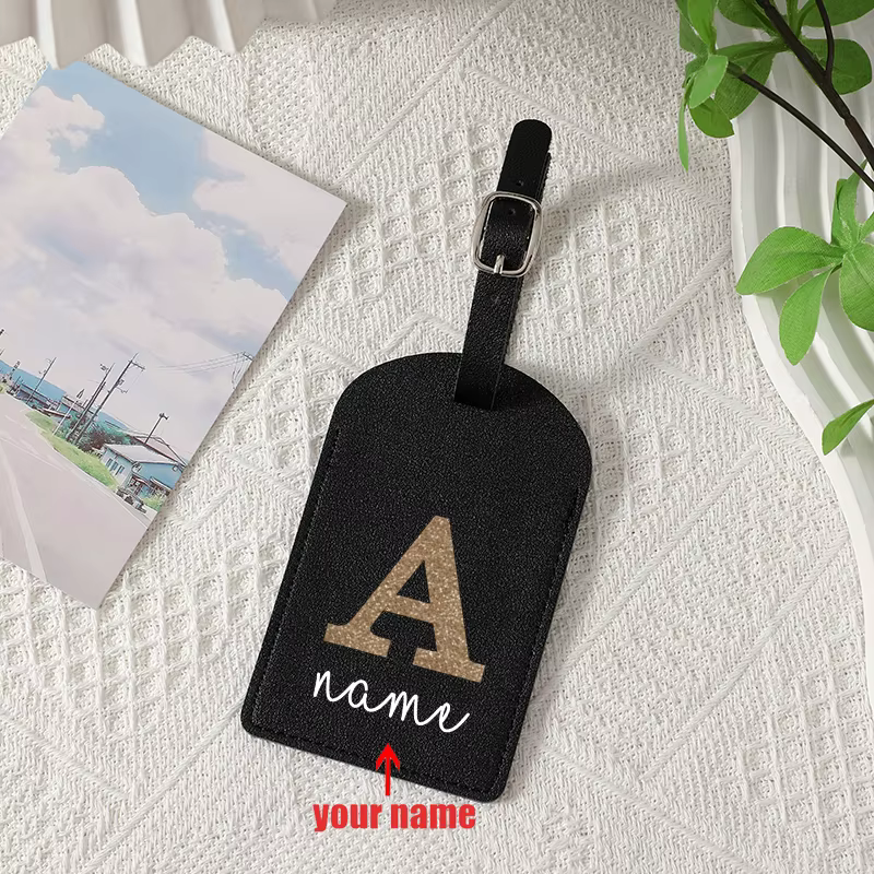 Étiquette de bagage avec nom personnalisé, initiales simples A-Z, porte-carte d'identité Durable pou