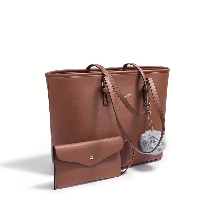 Sac à main fourre-tout en cuir PU pour femmes, fourre-tout à bandoulière de grande capacité pour ord