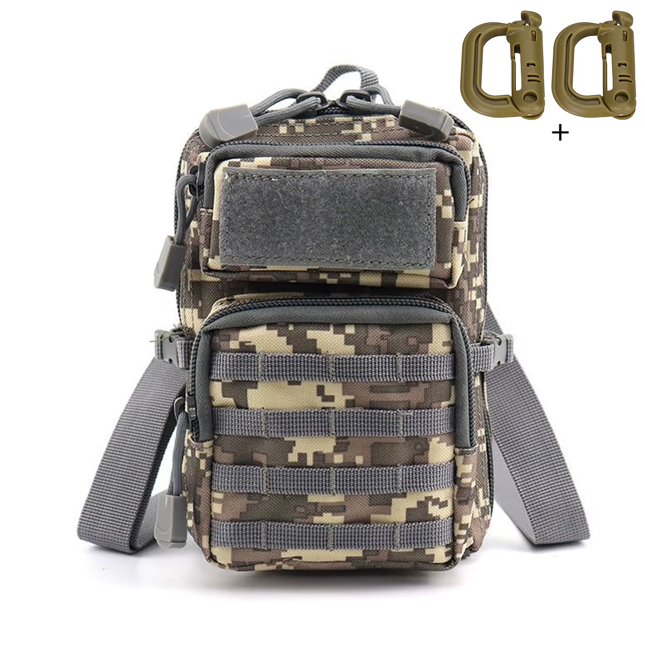 Sac de rangement 2L à double fermeture éclair avec design superposé, boucle en sangle renforcée sur 