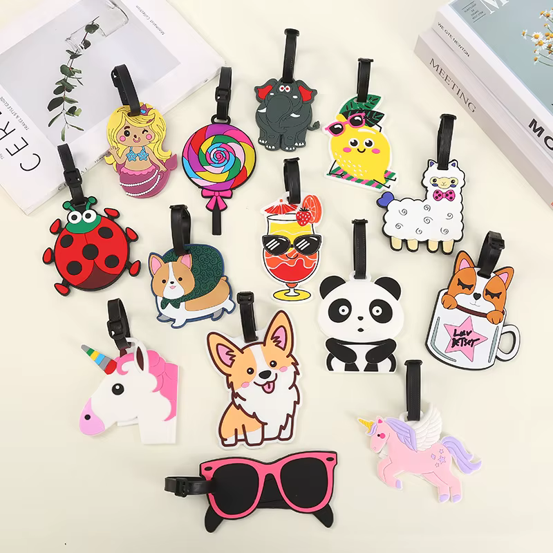 Étiquette de bagage en Silicone, 1 pièce, dessin animé mignon, Animal créatif, étiquette de valise, 