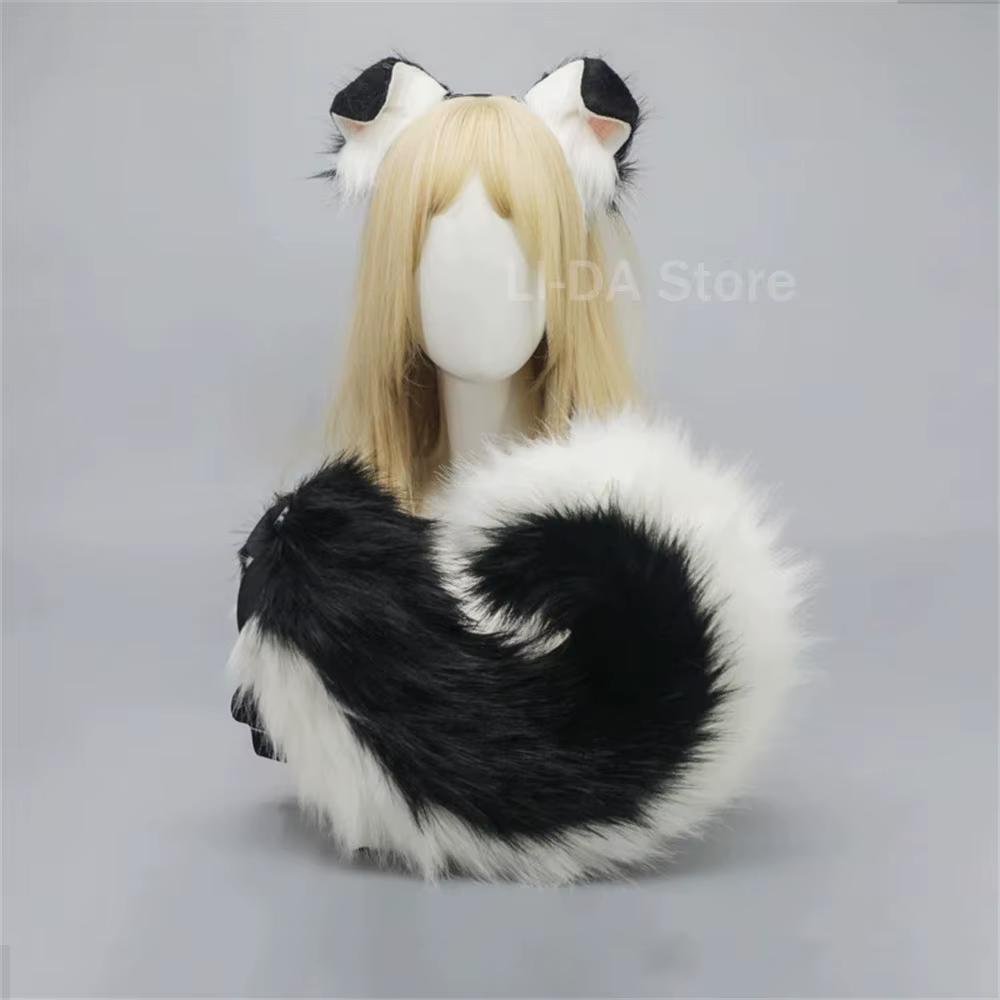 2 pièces/ensemble berger chien oreille bandeau queue Shiba Lnu oreille en peluche chien jeu de rôle 
