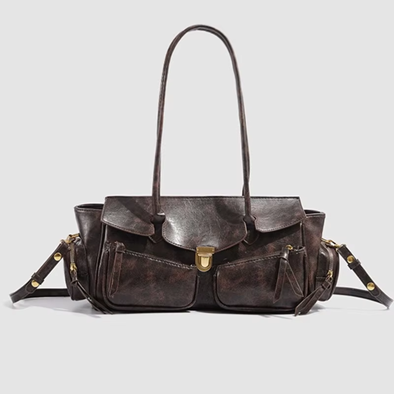 Sac sous les bras Vintage pour filles, sac à main polyvalent multi-poches pour moto, sac à main de l