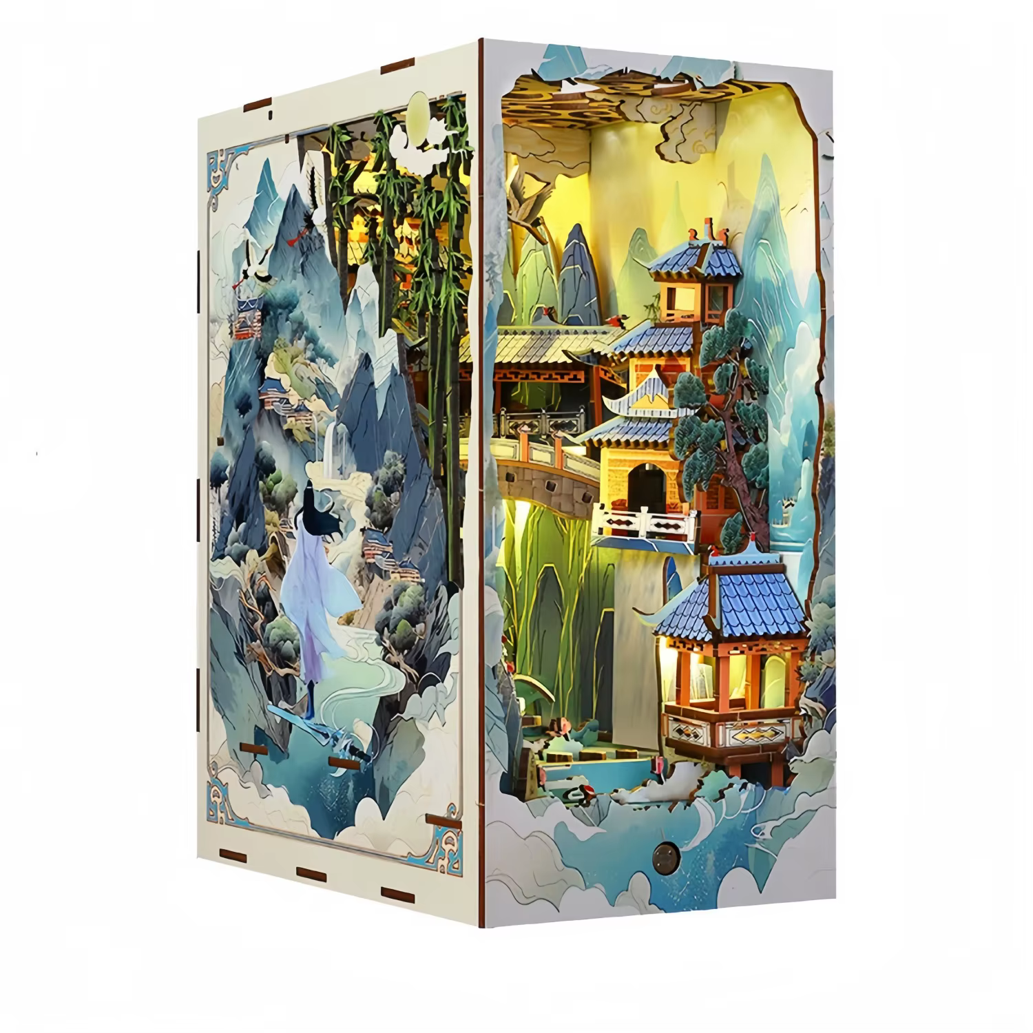 Kits de miniatures rétro en bois à monter soi-même pour insert de bibliothèque, thème Pays des merve