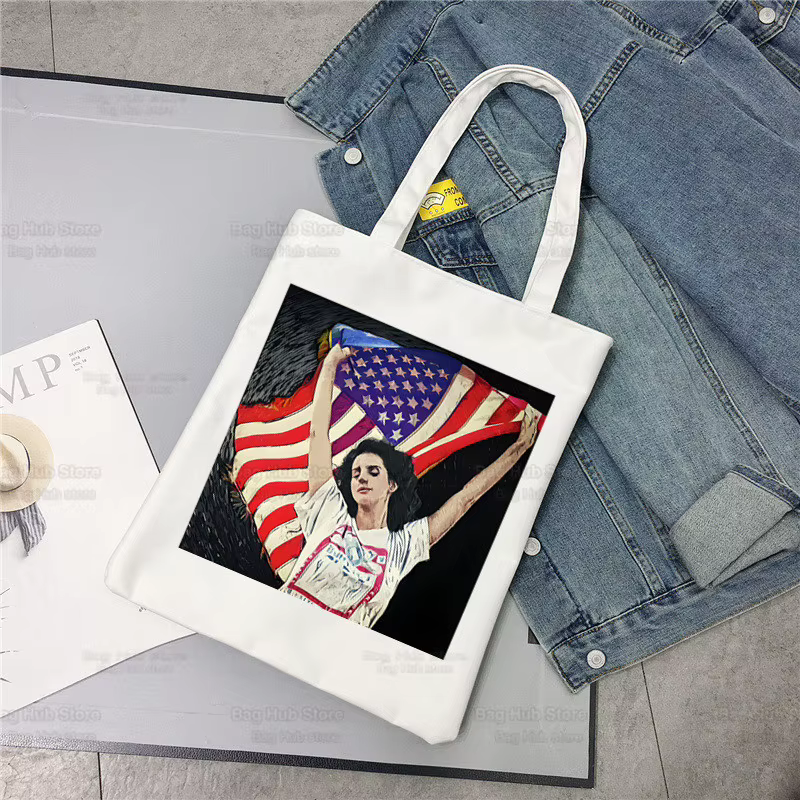 Lana Del Rey Singer GérWomen Canvas Initiated Bag, Canvas Tote Spowon, Just for Life Shopping Bag, C