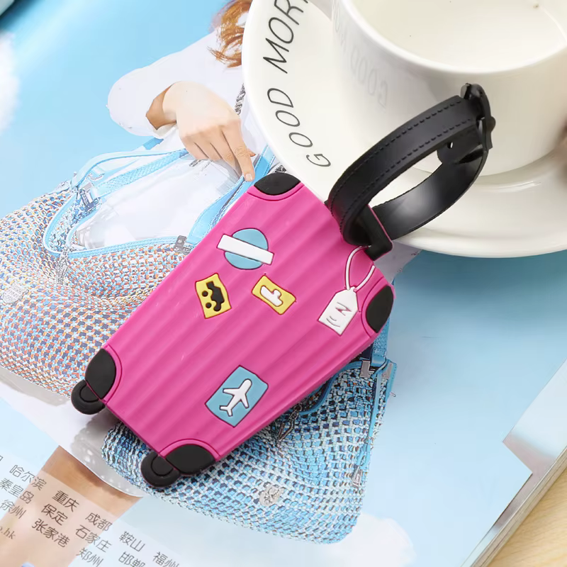 Étui à roulettes étiquette de bagage en Silicone étui de voyage étiquette de goutte créative PVC en 