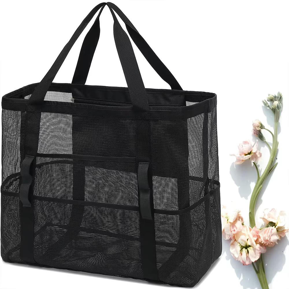 Sac de plage en maille imperméable et résistant au sable, grand fourre-tout de piscine pour femmes, 