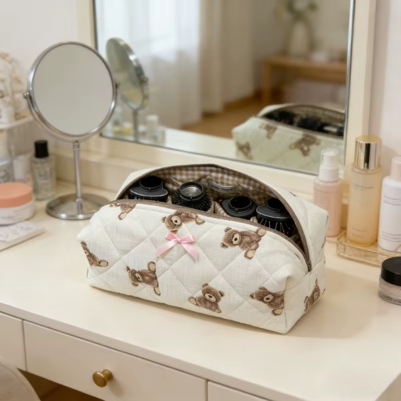 Trousse de Toilette de Voyage en Peluche à Motifs, Organisateur Portable pour Sèche-Cheveux et Acces