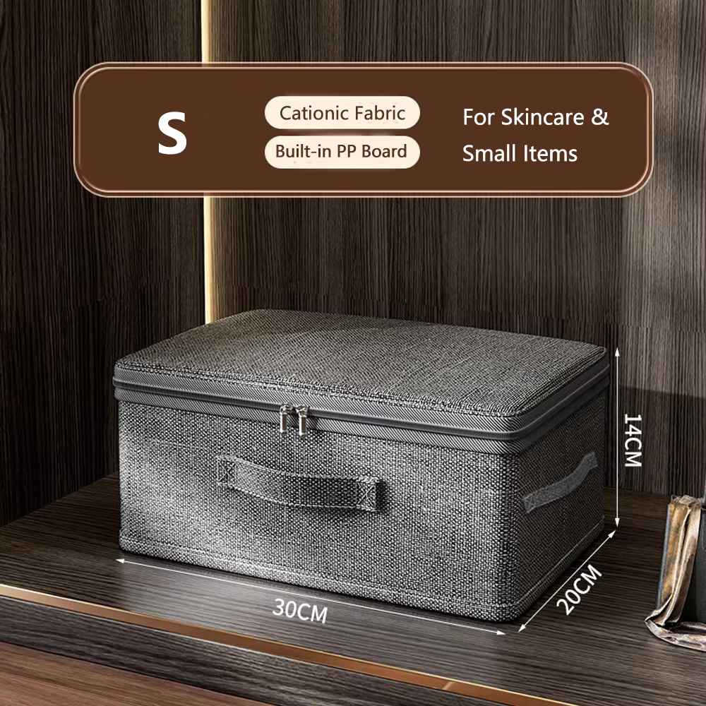 Boîte de rangement pliable avec fermeture éclair et couvercle, grande capacité, pour vêtements, coue