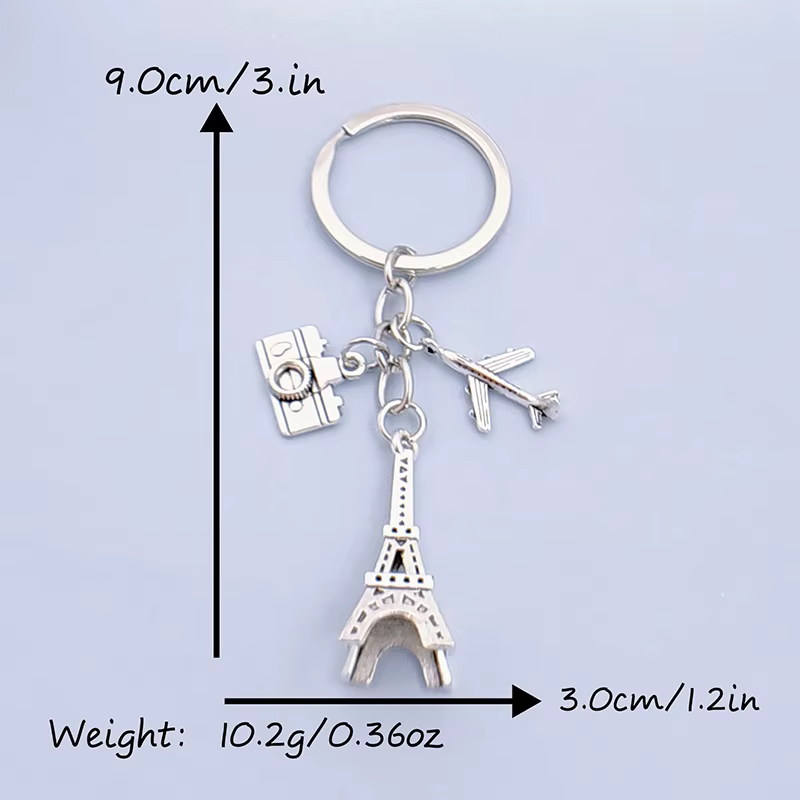 Mini porte-clés Tour Eiffel de Paris, adorable pendentif pour sac photo, bijou, cadeau souvenir de v