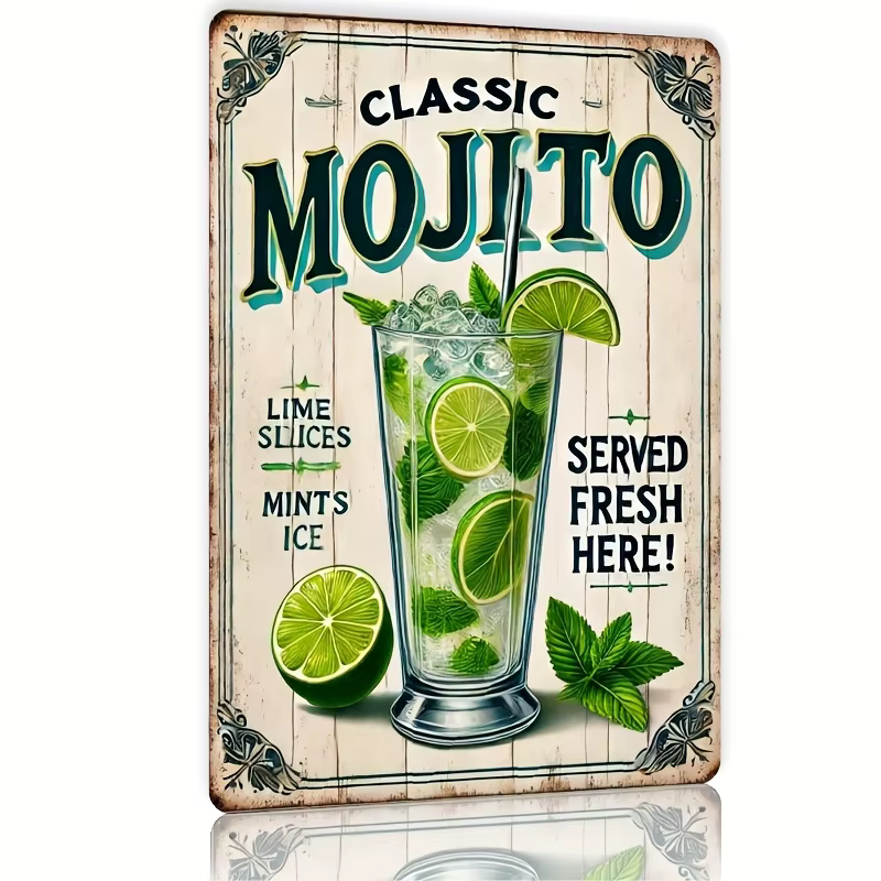 Panneau en métal "Classic Mojito", décor artistique mural rétro pour Bar, café, maison de plage, fer