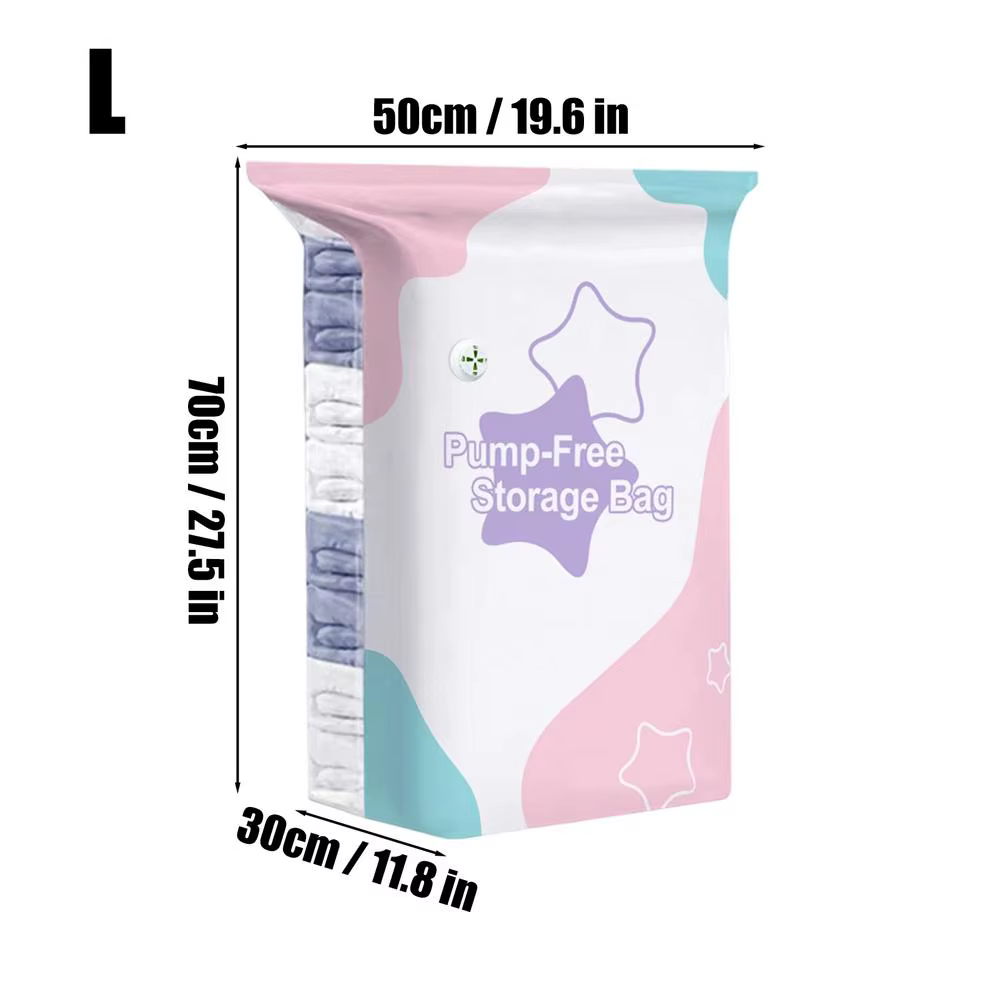NOUVEAU Sacs de rangement sous vide sans pompe, pochettes d'emballage gain de place, sacs de compres
