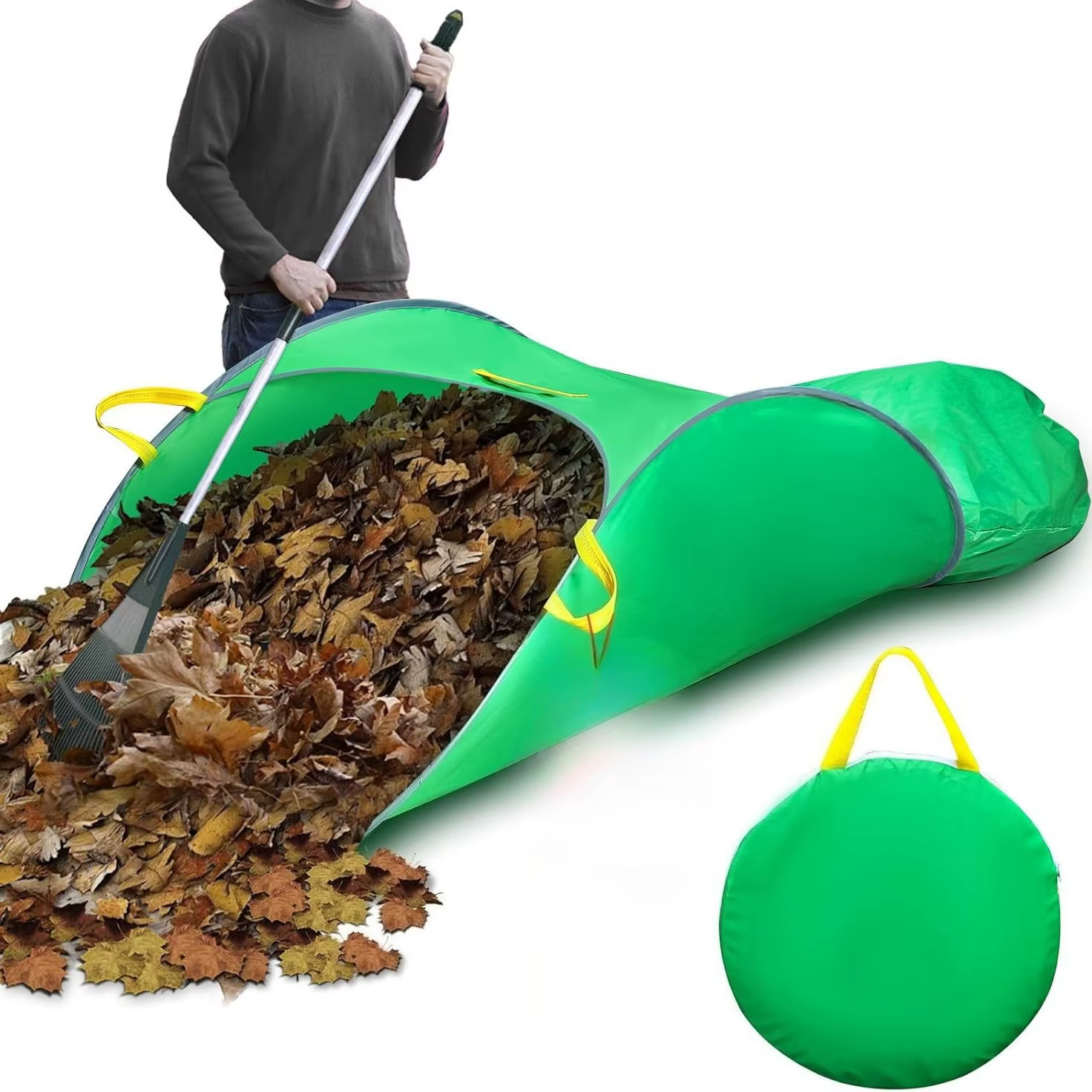 Nouveau collecteur de feuilles réutilisable Pop-Up, sac de feuilles de jardin pliable avec poignée, 