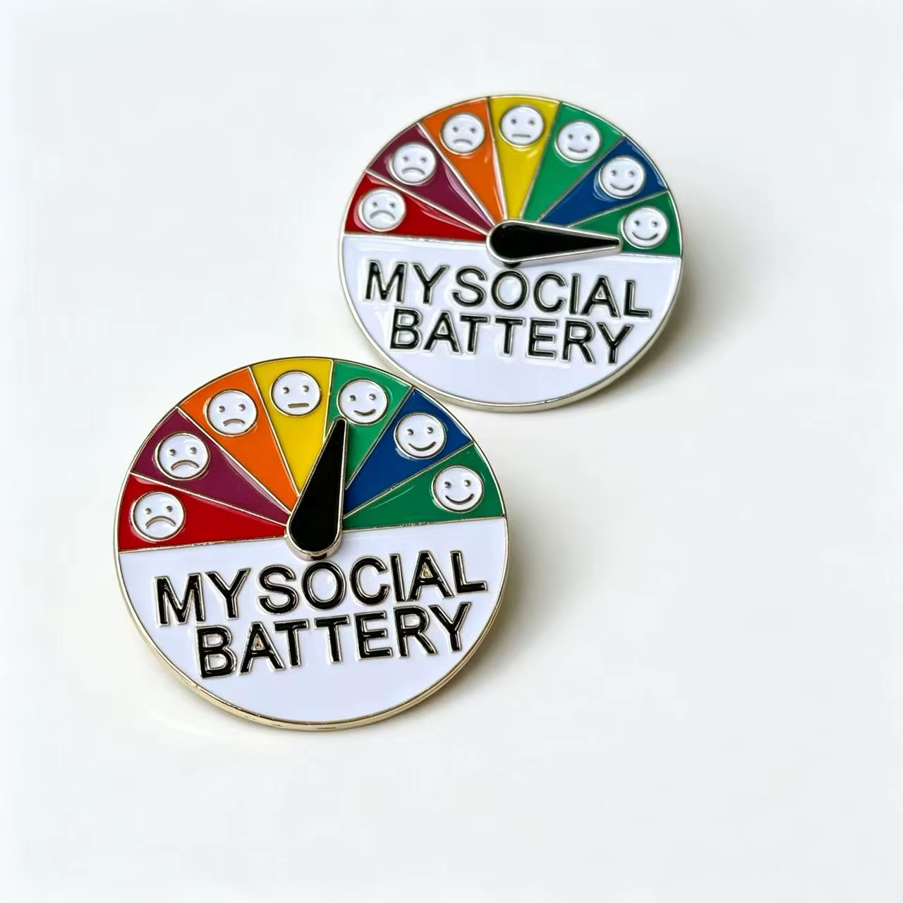 2/4/6 Pièces Broches d'expression d'humeur pour Femmes et Hommes, Broches 'Ma Batterie Sociale' pour