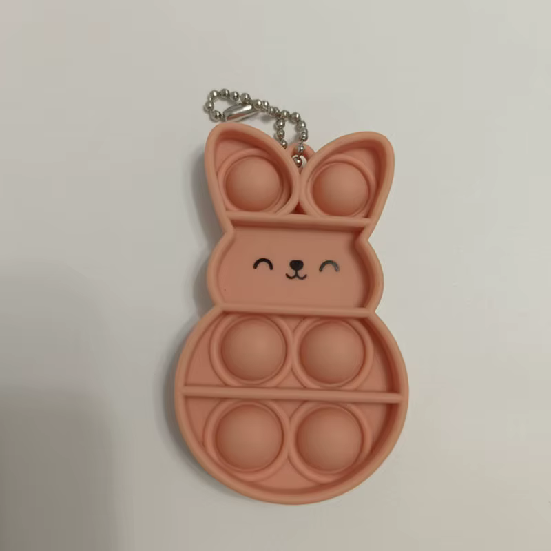Porte-clés de Pâques en silicone motif lapin, jouet de décompression pour les doigts, pendentif de s
