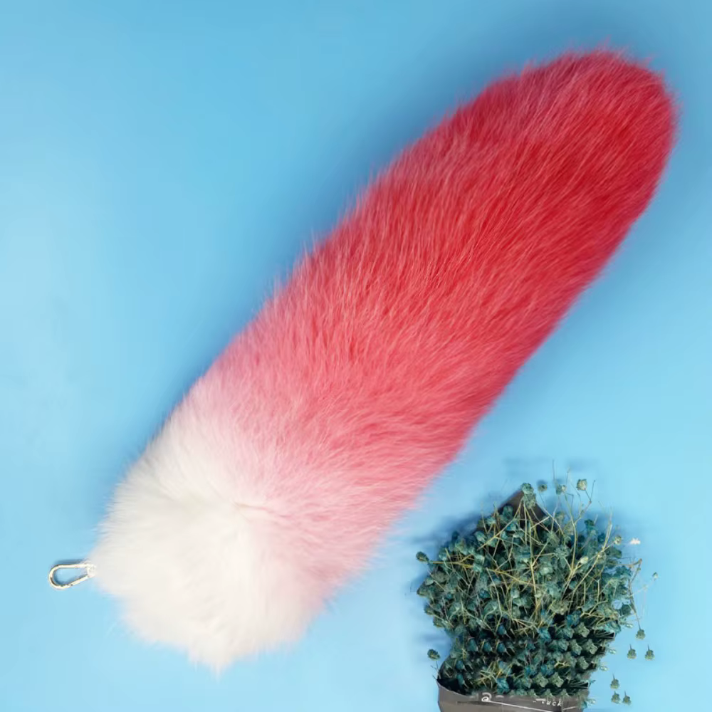 Porte-clés queue de renard en fourrure, accessoire Y2K élégant, longueur 40 cm, pour clés de voiture