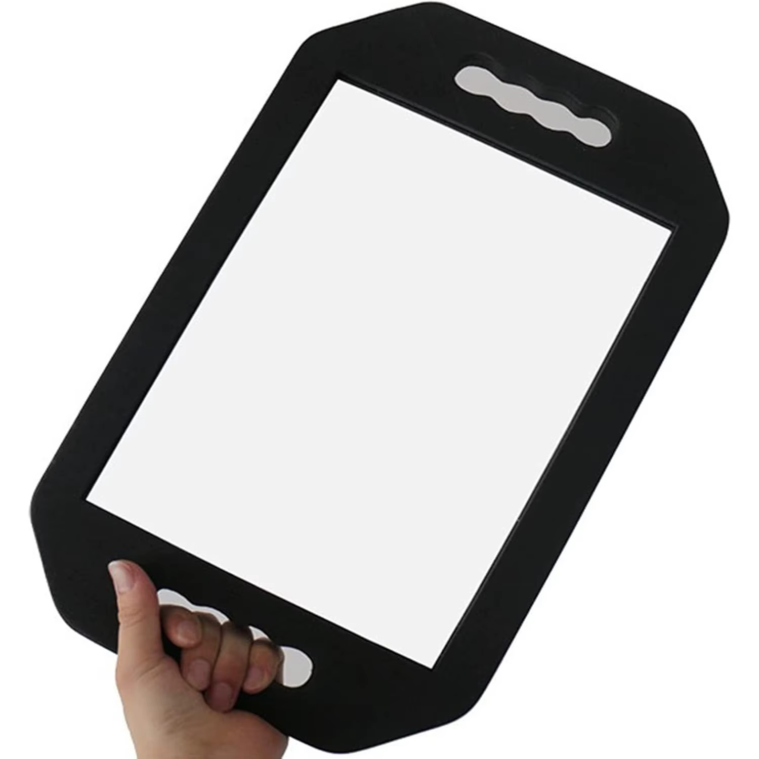 Miroir à main avec poignée, grand miroir rectangulaire portable, miroir en mousse noire pour coiffeu