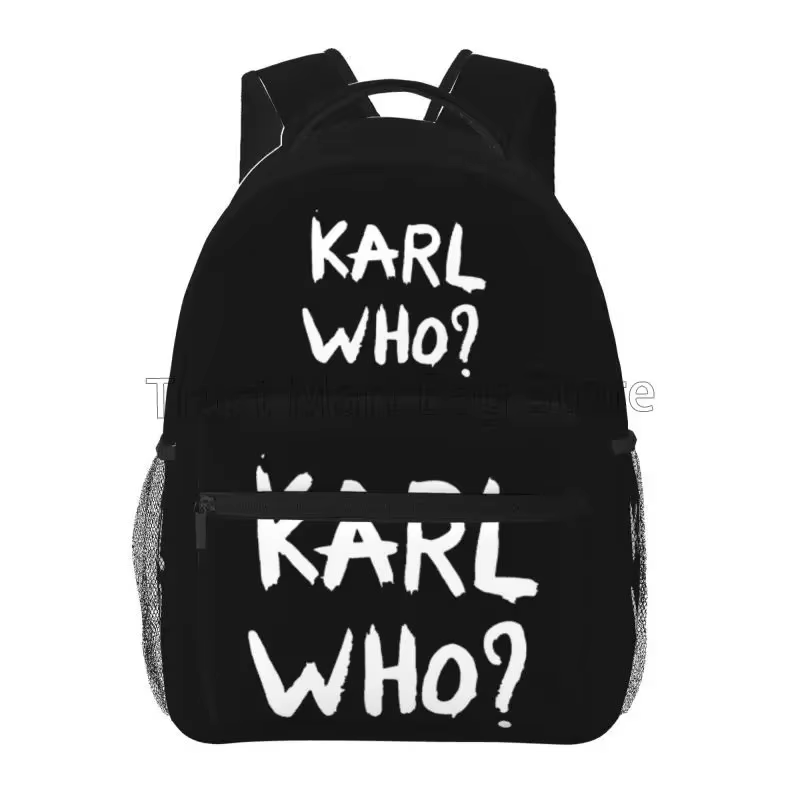 Karl Who Slogan imprimé sacs à dos de voyage sac d'école léger étudiant Bookbag unisexe sac à dos po