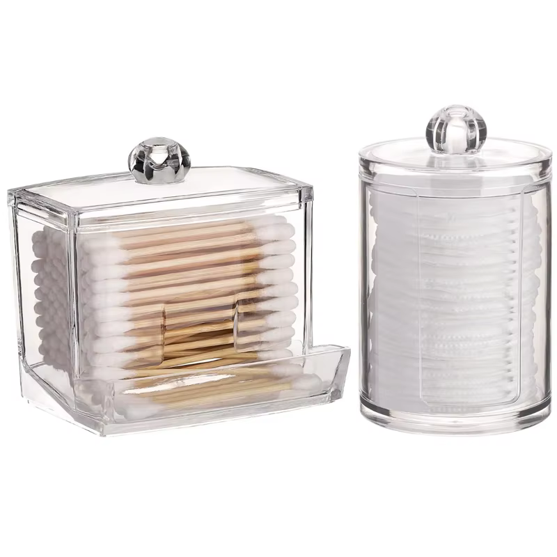 Ensemble d'accessoires d'organisateur de salle de bain, support de rangement Qtip avec couvercles en