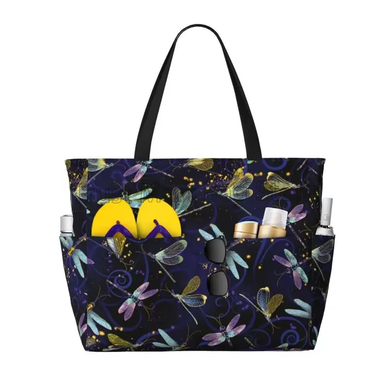 Libellule galaxie grand sac de plage étanche femmes sac de voyage Portable sacs fourre-tout de pisci