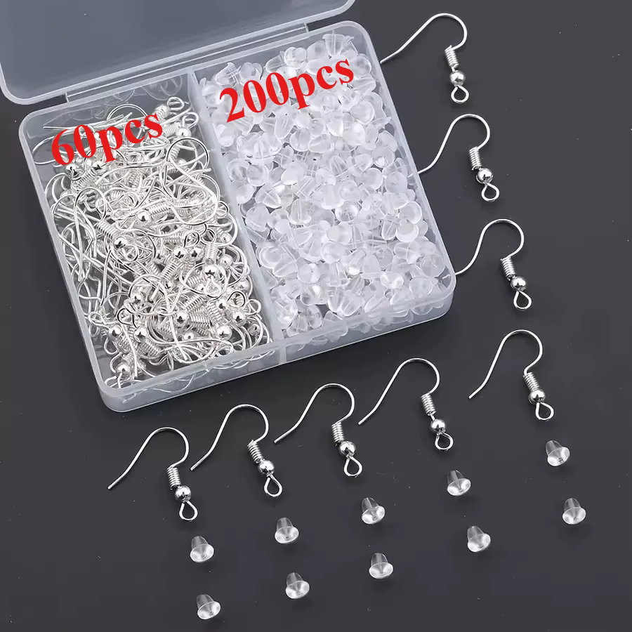 1 boîte de 260 pièces pour la fabrication de boucles d'oreilles, kit de fabrication de boucles d'ore
