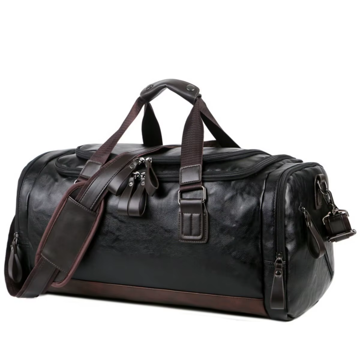 Hommes de haute qualité voyage week-end sacs sac de sport en cuir sac polochon de nuit sport bagages