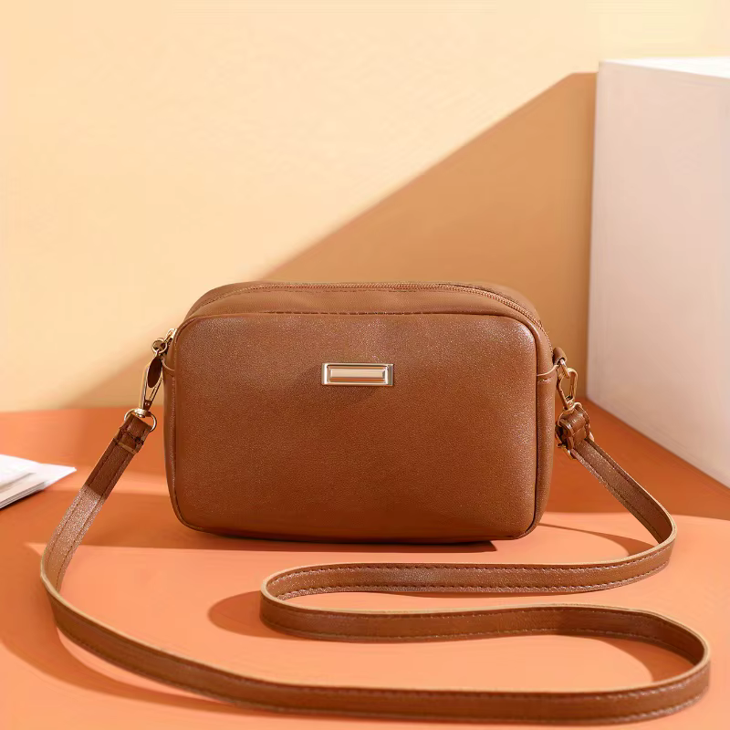 Sac messager pour filles, sac à bandoulière de couleur unie, design simple, petit sac léger en cuir 